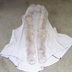 XXL Pink Sweater Vest With Faux Fur